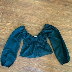 Black puff sleeve peplum top